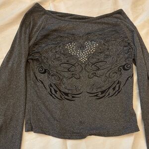 y2k rhinestone graphic crop top